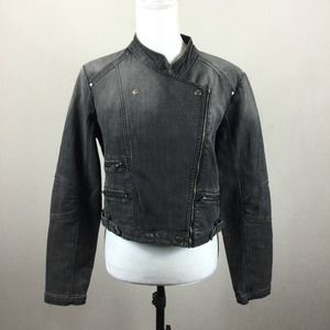 London Jean Gray Embellished Biker Jacket
